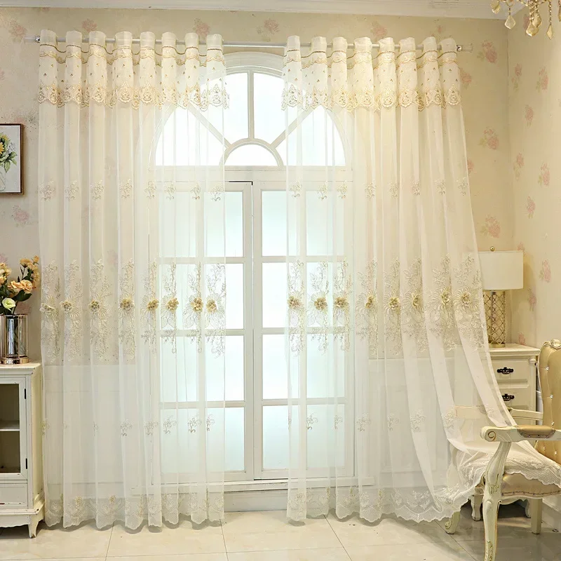 

Three-dimensional Embossed Embroidery Curtains Bedroom Living Room Balcony Floating Window Curtains Finished Blackout