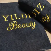 Design Customized LOGO 100% Cotton Black bath towel Hand Towel Embroidery Name Personalized Towel Gift for Friends Family 2