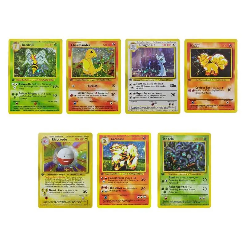 Pikachu Charizard 12 Pz/Set Pokemon Cartoon Anime Set 1996 Diy Mewtwo Game Pokemon Classic Game Anime Collection Cards