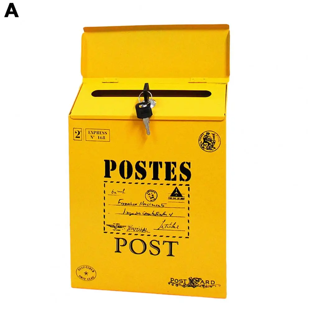 Iron Suggestion Box Mailbox for Suggestions Rustic Style Wall Mounted Mailbox with Locking Secure Vibrant Color for American