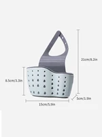 1pc Sink Faucet Drain Basket Hanging Bag Without Punching Adjustable Kitchen Dishwashing Sponge Storage Rack 6
