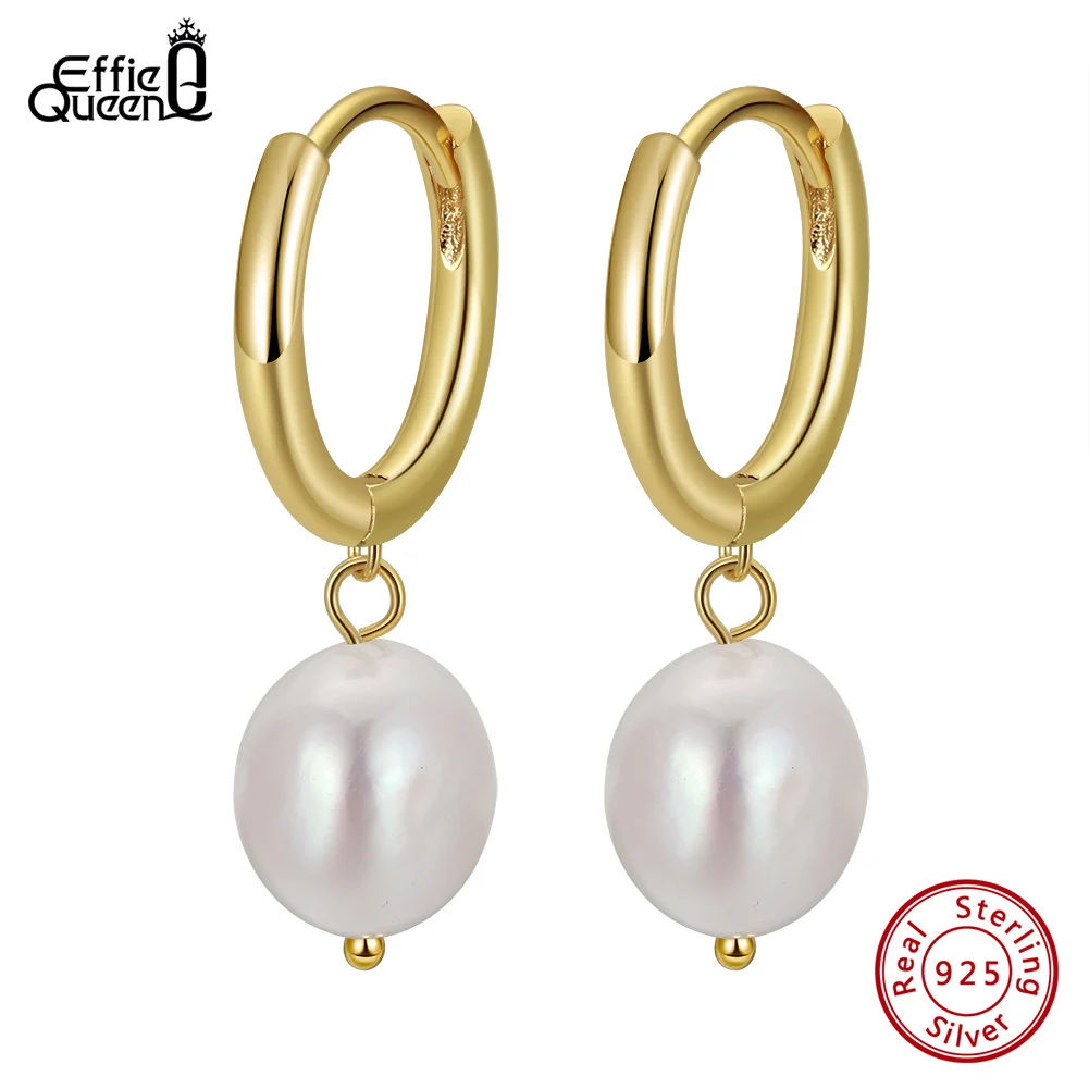 

Effie Queen 925 Sterling Silver Vintage Pearl Drop Earrings 14K Gold Freshwater Pearl Earrings Fashion Jewelry for Women GPE50