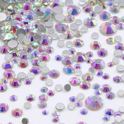 Vibrant Mix Size Round Glass Rhinestones (Crystal AB)