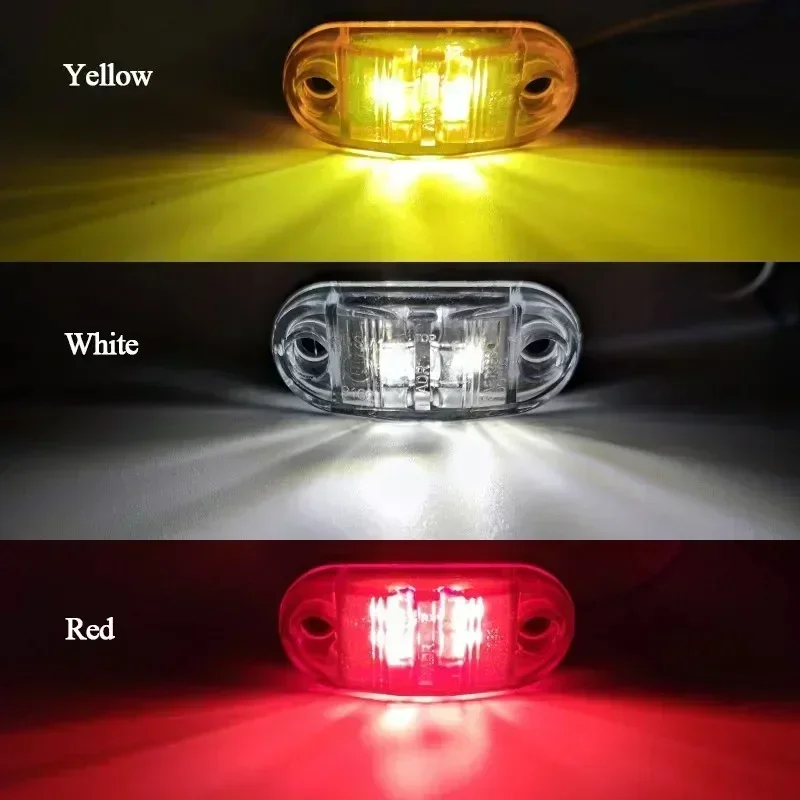 2/4Pcs 12V 24V LED Side Marker Lights Oval Front Rear Clearance Indicator Lamp TruckAccessorie for Truck Van Trailer BUS Caravan