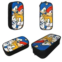 Classic S-Sonices Pencil Case Pencilcases H-Hedgehogs Pen Holder Kids Large Storage Bag Students School Zipper Stationery 2