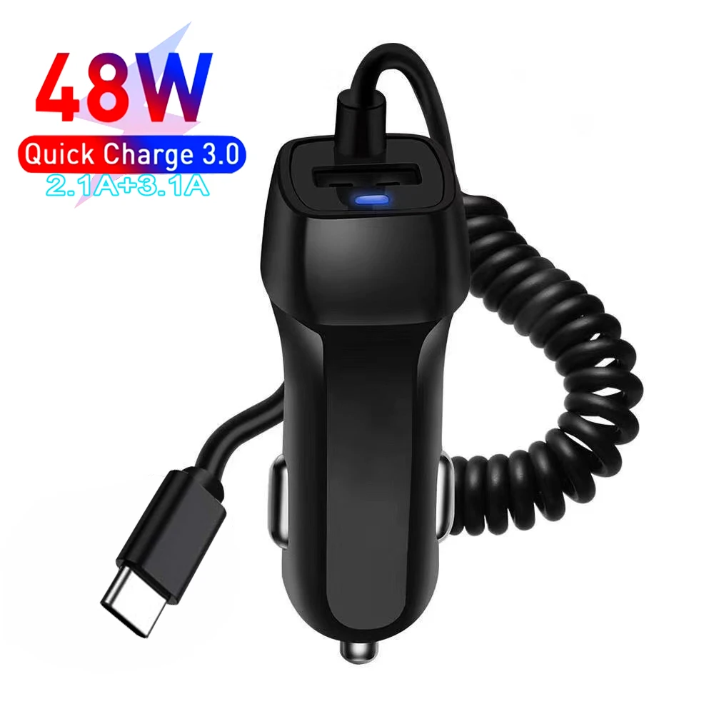 Chargeur de voiture avec câble Micro USB et Type C, adaptateur, allume- cigare, pour iPhone 12, 11, XR, 8, pour camion - AliExpress