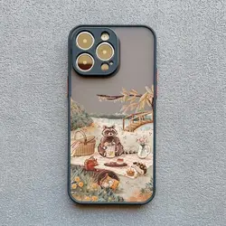 Whimsical Cartoon Animal Phone Case Featuring Bear, Fox, and Squirrel Design - iPhone 12 Mini (Black KTCJ 1)