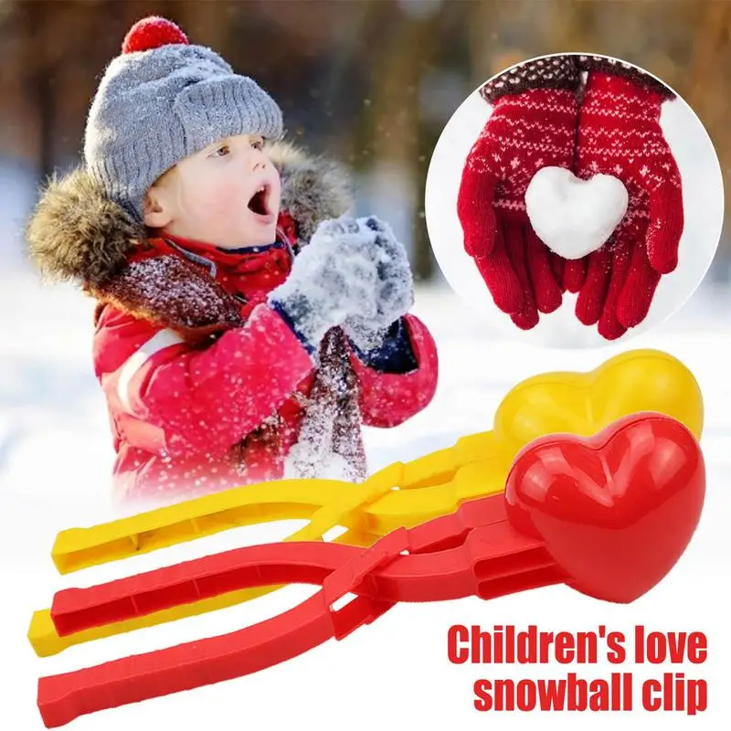 Snow Ball Maker Cute Love Heart Shaped Snow Shaper Molds with Handle Snowball Maker Snow Toys for Kids Outdoor Winter Snow Toys duck love ball shaped snowball maker clip children outdoor plastic winter snow sand mold tool for snowball fight fun sports toys