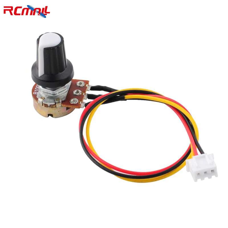 RCmall 5Pcs WH148-100K 15mm Single Potentiometer with Cap Terminal wire XH2.54-3P 20cm 5pcs lot carbon film potentiometer wh148 15mm 3pin red rotary switch knobs cap kit b1k 2k 5k 10k 20k 50k 100k 250k 500k 1m