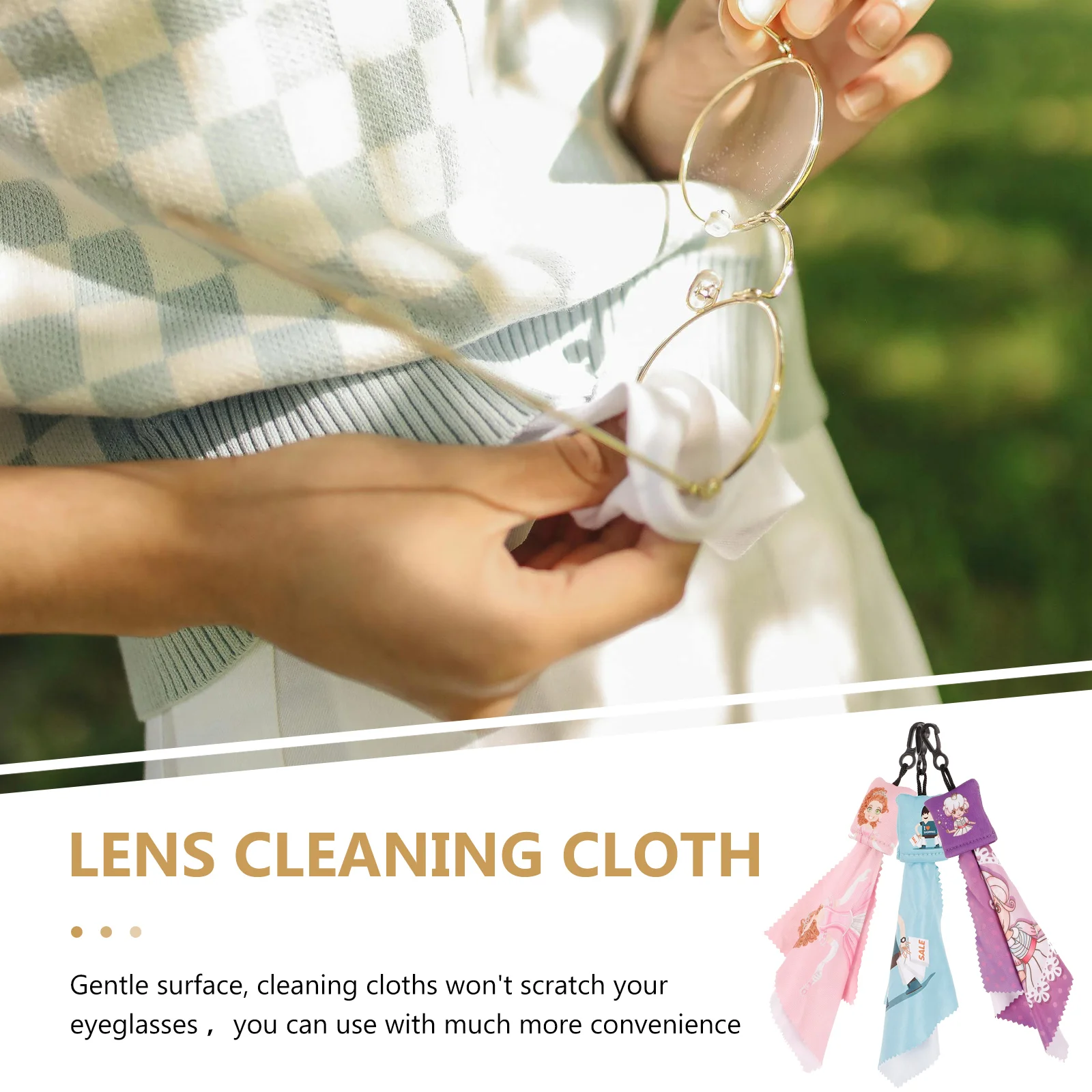 3pcs Keychain Glasses Cloth Suspend Electronic Wipes Screen Phone Cleaning Lens Cleaner Mirror Cloth Fiber Eyeglass Wipe Cloth 3