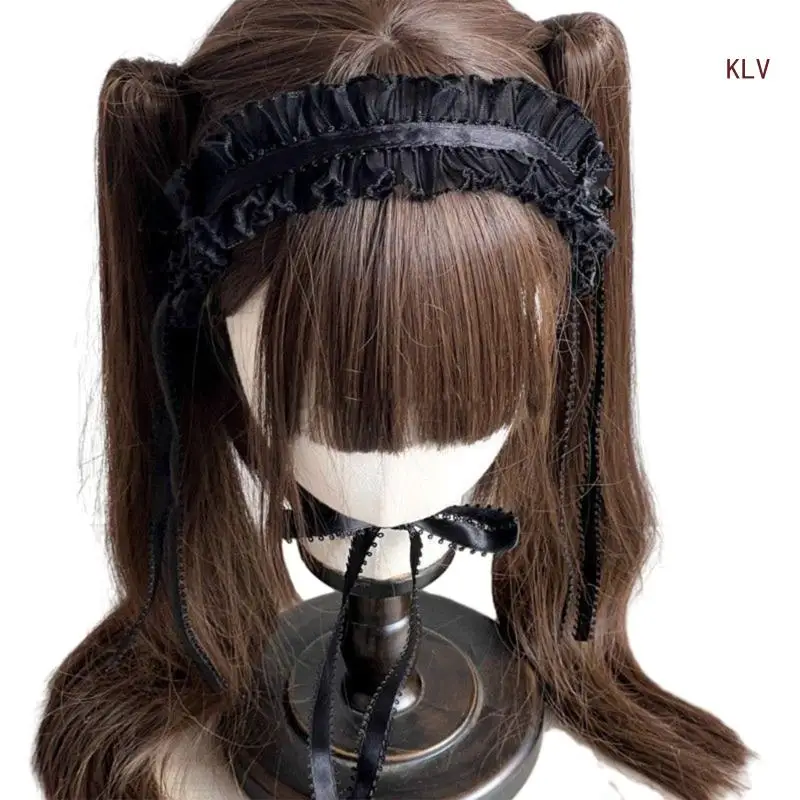 Serre-tête Blanc à Volants Style Femme De Chambre - Accessoire Cosplay Gothique, Fête - Taille Unique élastique
