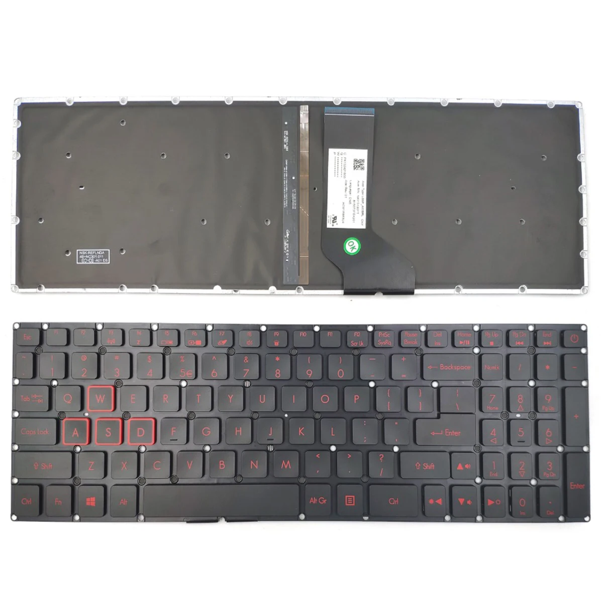 

Новинка для Acer Nitro 5 AN515-51 N17c1 AN515-52 AN515-53 Series Клавиатура для ноутбука US черная с подсветкой без рамки
