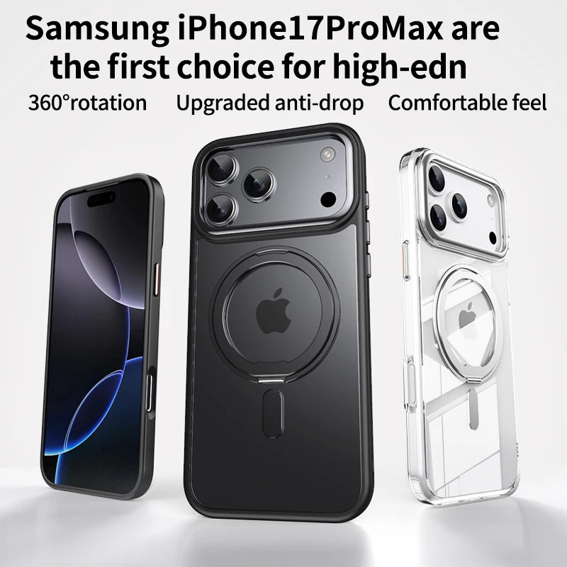 Enhanced 360° Rotating Magnetic Stand Case with Premium Metal Button and Folding Bracket