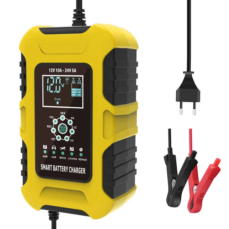 

12V-10A 24V-5A Full Automatic Smart Battery Charger 7-stage Motorcycle Car Battery Charger For Gel Wet Agm Lithium Lifepo4