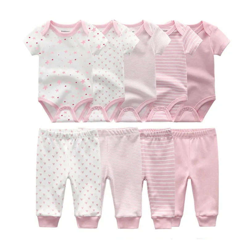 9 Pcs/Lot Unisex Newborn Bodysuits+Pants Clothing Sets Cartoon Cotton Baby Boy Girl Clothes 5