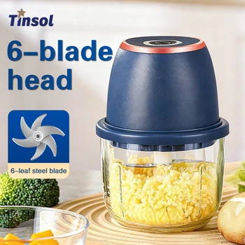 TINSOL New 350ml Electric Food Chopper Meat Grinder Garlic Press USB Multi-Function Vegetable Slicer Blender Kitchen Mixer 1