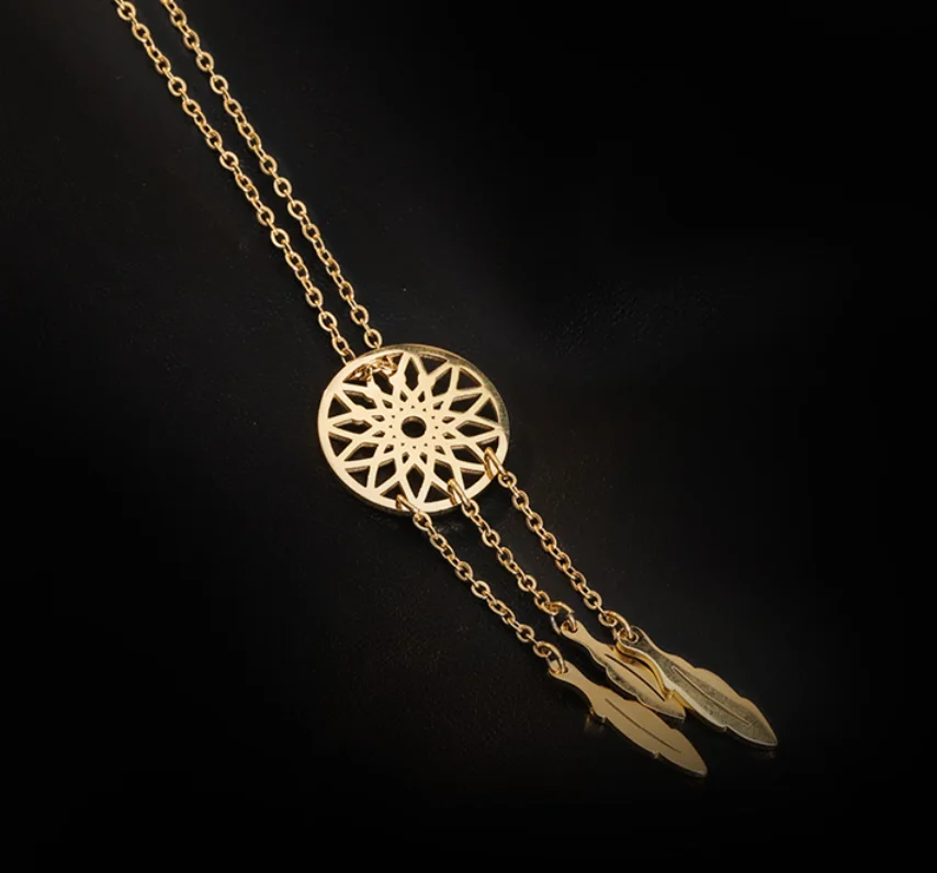 Simple tassel dream catching pendant titanium steel non fading Necklace for women Fashion Jewelry