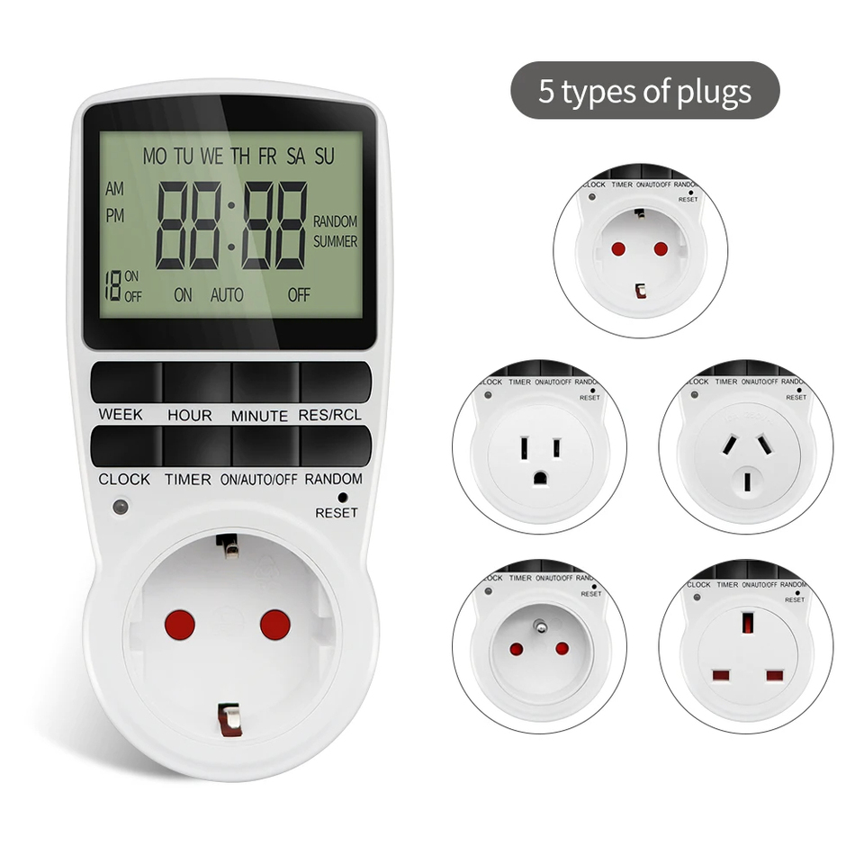 Electronic Digital Timer Switch Socket Kitchen Timer Outlet Programmable Timing Socket Control 220V EU US UK AU Plug