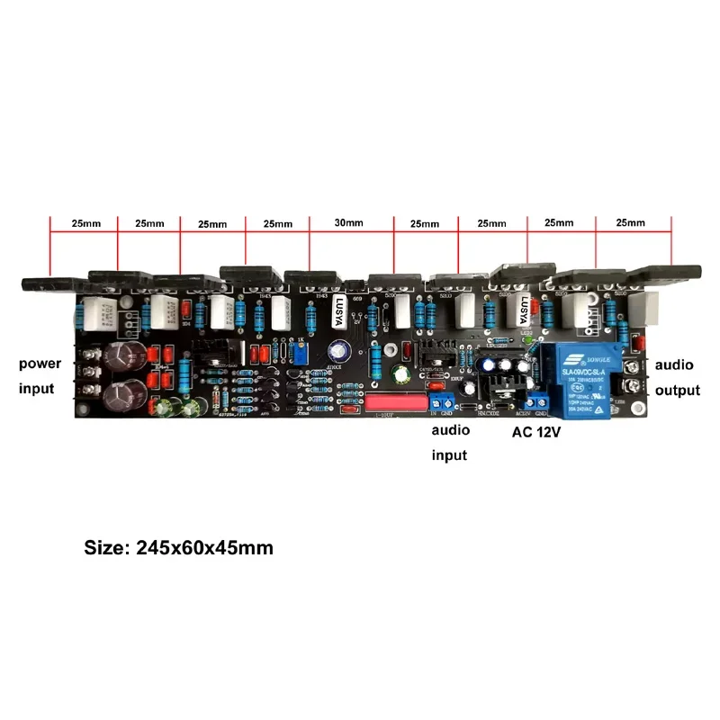 Placa de Amplificador de Áudio Dlhifi de Alta Potência Versão Atualizada Mono 2sc5200 2sa1943 20v-90v Speaker Protect Tubo 500w - Image 5