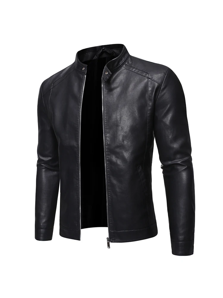 Men's PU Zipper Jackets Casual 5XL Mens Vintage Black  Faux Leather Motorcycle Jackets Fashion Jaqueta De Couro Masculina Male