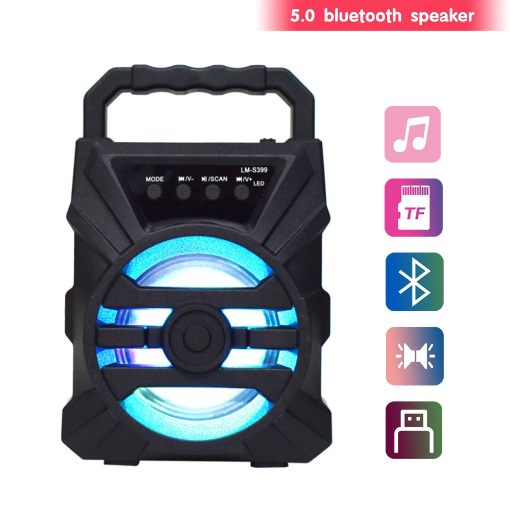 Altavoz inalámbrico con Bluetooth para Karaoke, altavoces duales con luz LED, 500mAh, supervolumen, portátil, para exteriores, Audio para el hogar, baile cuadrado