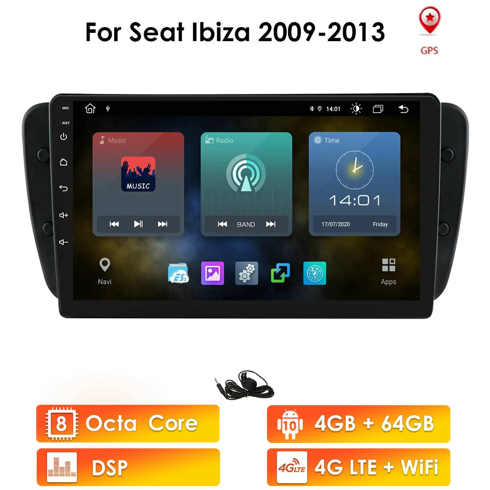 2din Android 10 Car Stereo Multimedia Player for Seat Ibiza 6j 2009 2010  2012 2013 Radio GPS Navigation WiFi Bluetooth Auto RDS - AliExpress