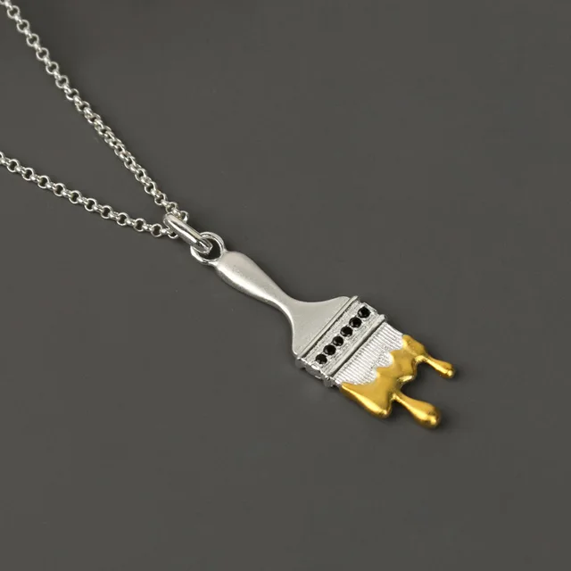 Oil Painting Brush Silver Pendant Necklace - Image 5