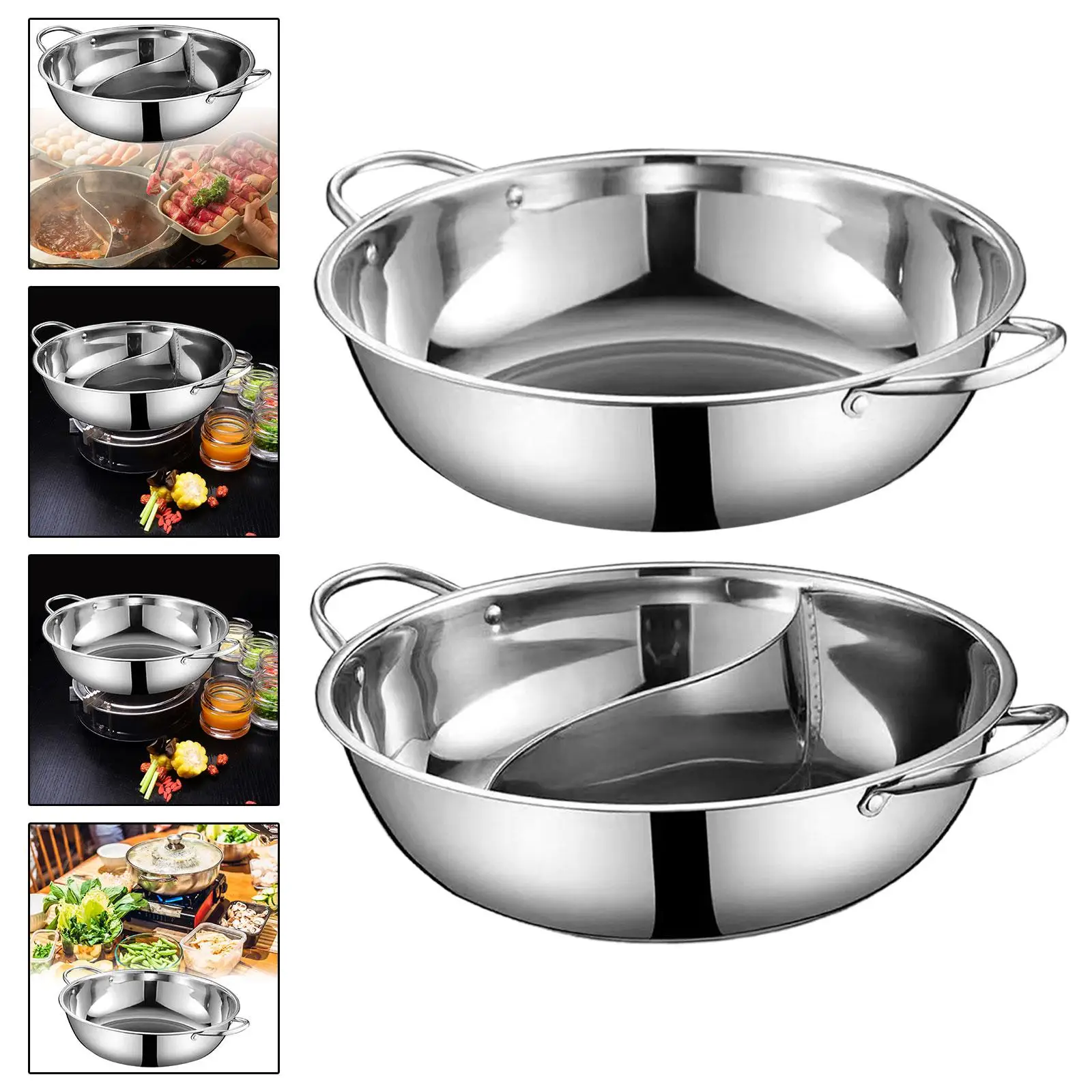 Stainless Steel Hot Pot for Induction Cooker Shabu Shabu Pot Stockpot for Home Barbecue Festivals Family Gathering Restaurant
