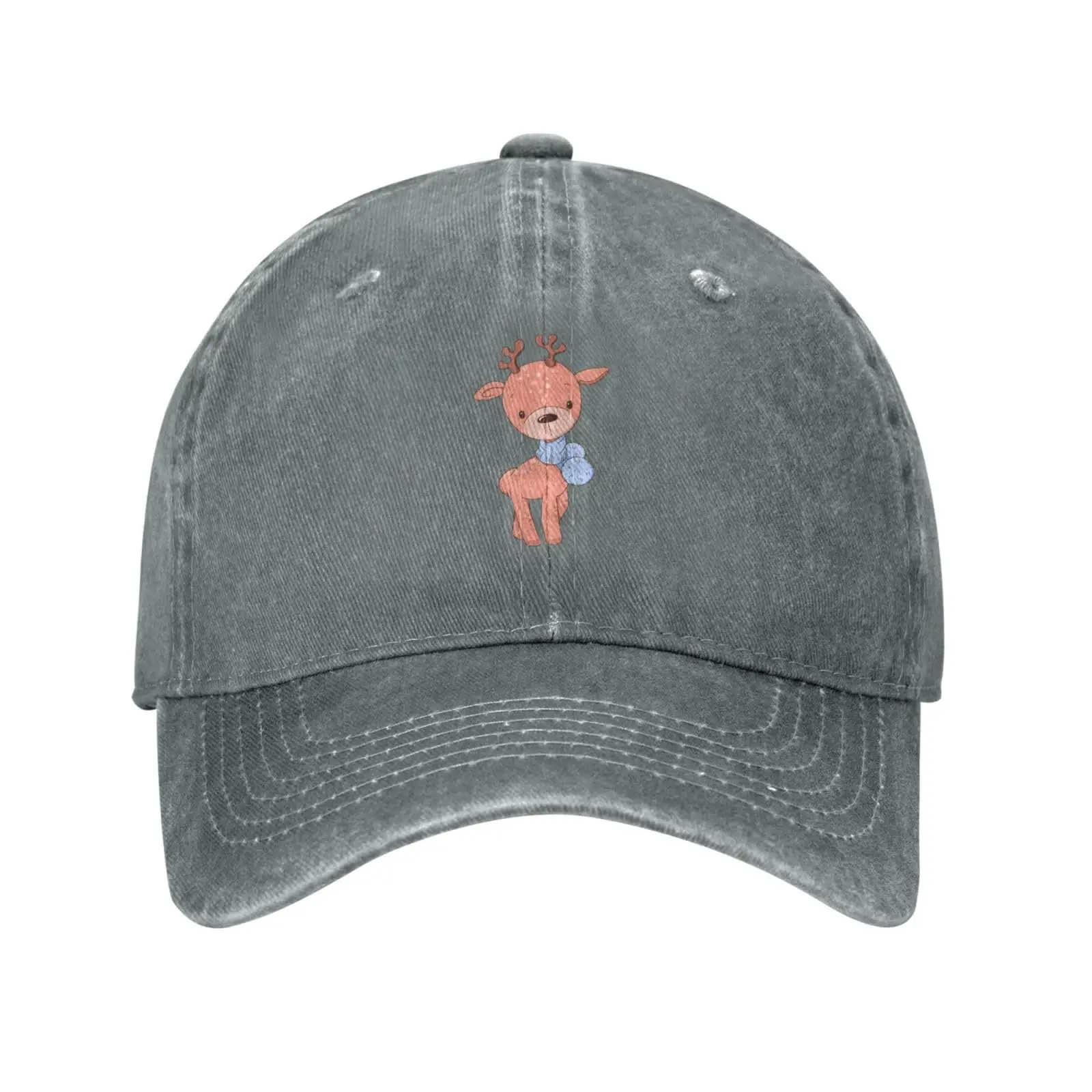 Cute Deer Baseball Cap for Men Women Vintage Trucker Hat Golf Hats Dad Hat Gray