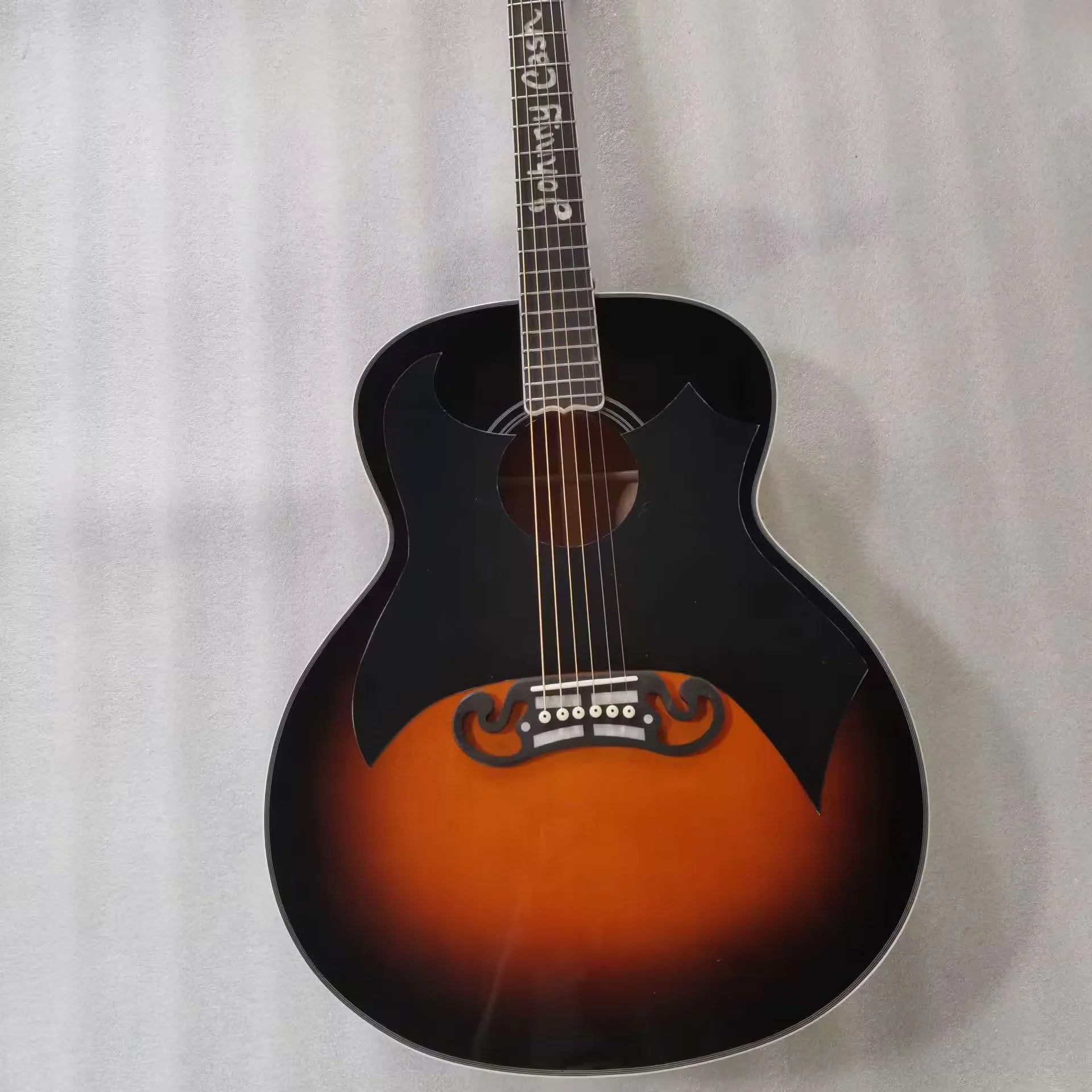 

upgrade sunburst guitar flame maple johnny jumbo body 43 inches cash signature acoustic electric guitar