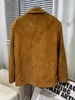 Vintage Brown Kid Suede Jacket for Women 2023 New High Sense Loose Oversized Leather Suit Blazer Female Casual Coat Streetwear 4