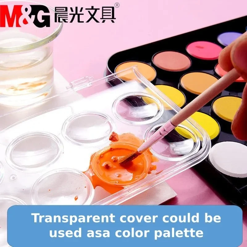 M & G 휴대용 단색 수채화 페인트, Acuarelas 색상 안료 학교 미술 용품, 전문 페인팅 도구 세트, 12, 28, 36/48