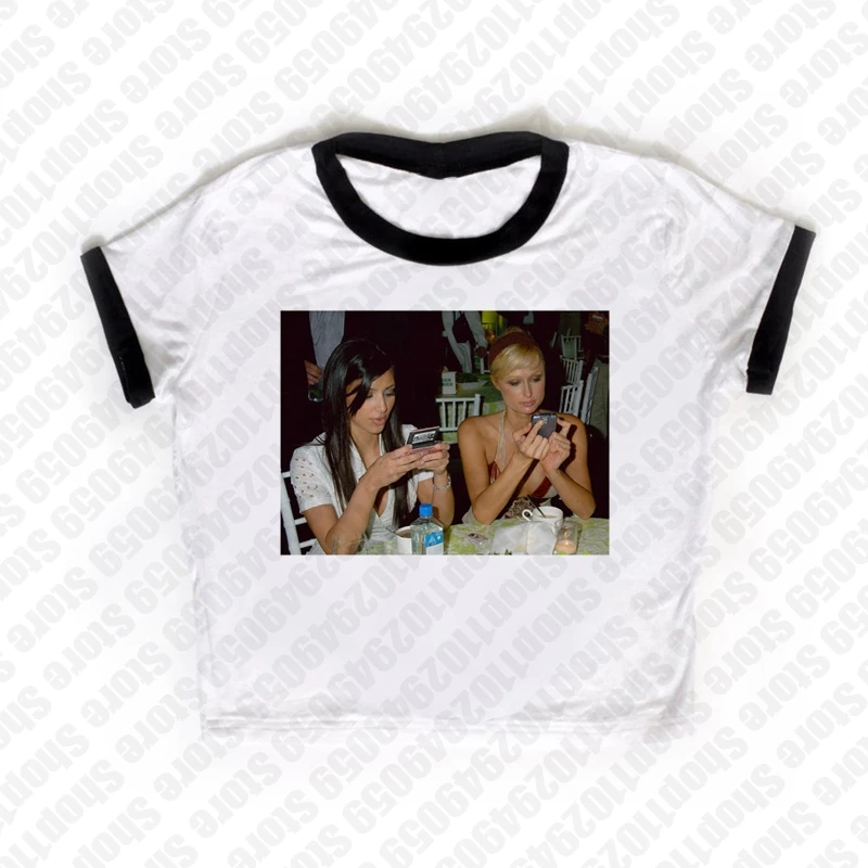ตัวเลือกสินค้า เสื้อแขนสั้น Y2K สีขาว เสื้อแฟชั่นสไตล์ Grunge สำหรับสาวๆ