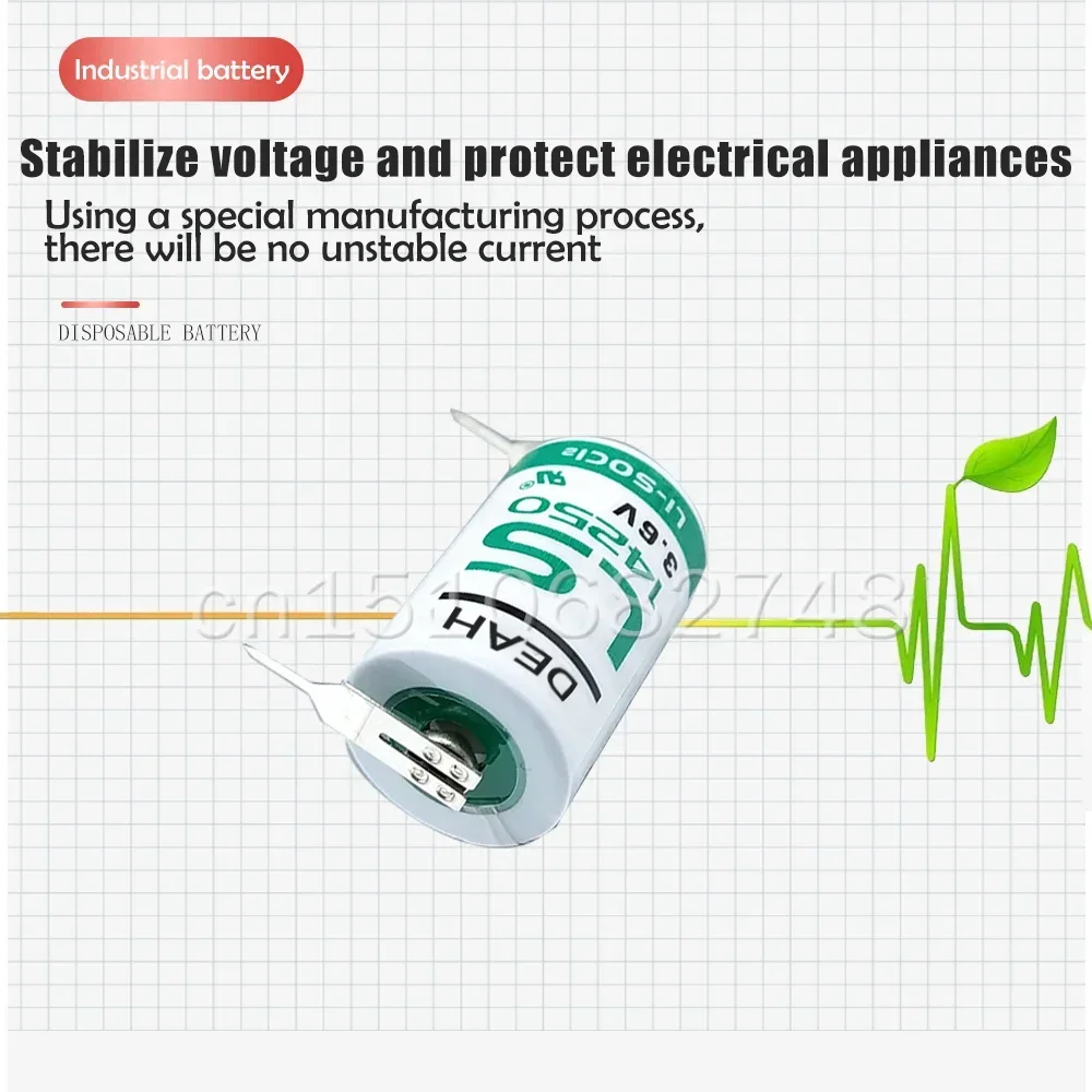 10PCS LS 14250 LS14250 14250 1/2 AA 1/2AA 3.6V 1200mAh Lithium Battery Pins For PLC CNC Gas Water Meter Dry Primary Battery lithium battery