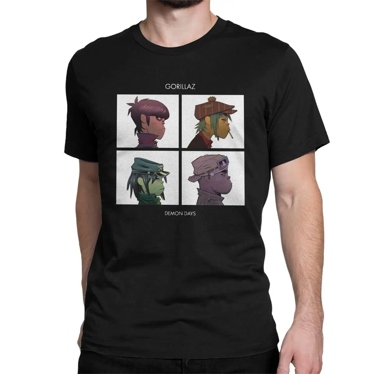 

Music Band Gorillaz Demon Days T-Shirts Men Crazy Pure Cotton Tees Round Collar Short Sleeve T Shirts New Arrival Clothing