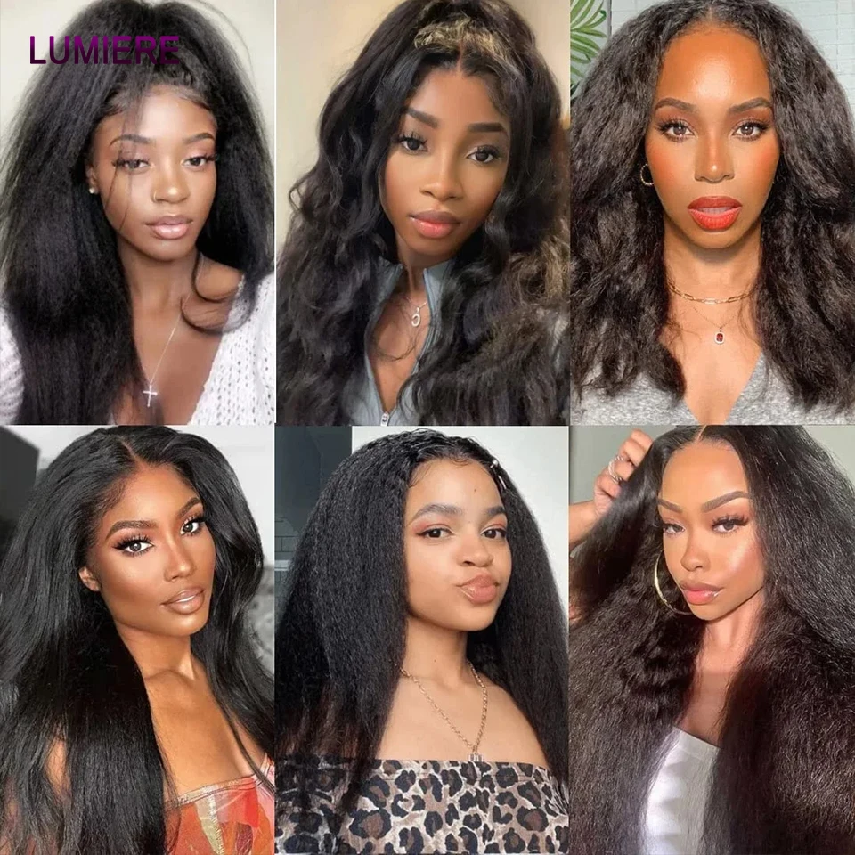 Kinky Yaki Glattes Echthaar 3/4 Bündel mit 13x4 4x4 HD Transparenter Lace Closure Frontal Jungfräuliche Echthaar-Extensions – Detail 12