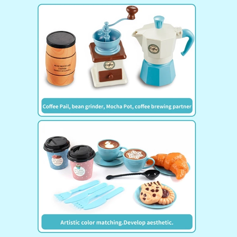 Pretend Kitchen Toys Kitchen Toys Pretend Coffee Set Toys Girls Kitchen Toy Simulation Coffee Maker Set For Role-Play Kid Hobby Collection