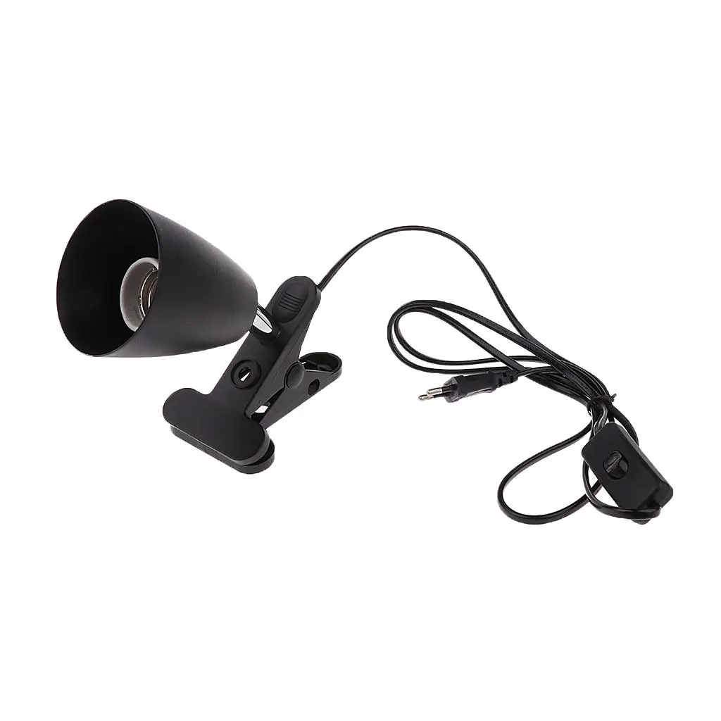 Reptile Heat Lamp Holder Ceramic Socket UVB Bulb Fixture Adjustable Clip on for Terrarium Lighting Setup