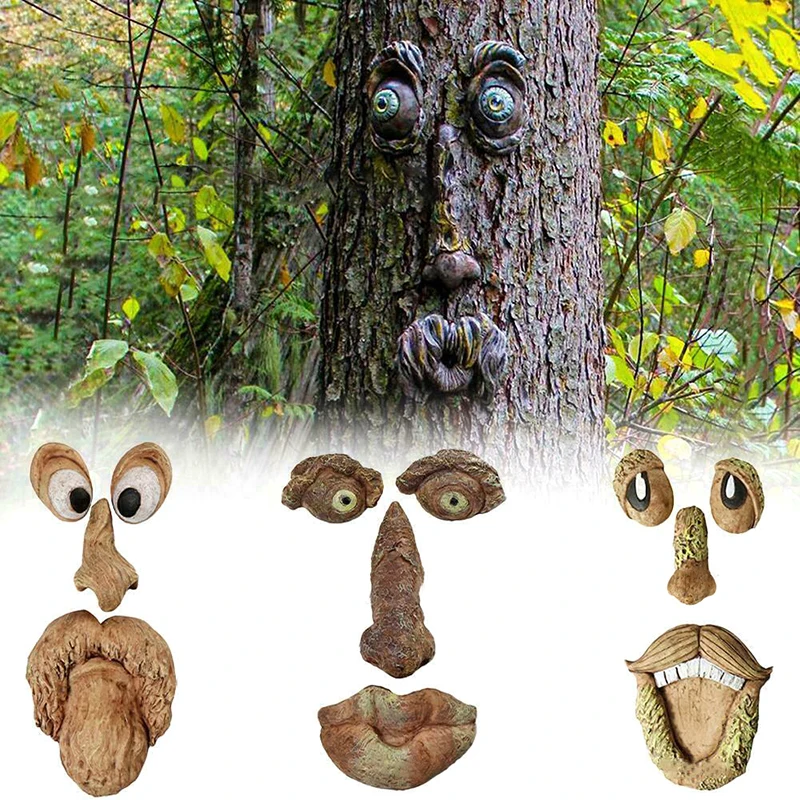 Old Man Tree Hugger Garden Peeker Yard Art Outdoor Tree Funny Old Man Face Sculpture Whimsical Face Garden Decoration