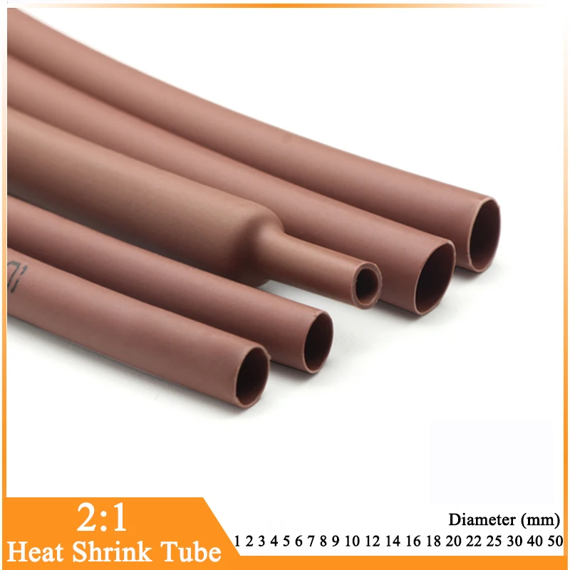 

1 Meter 2:1 Heat Shrink Tube Brown Dia 1 2 3 4 5 6 7 8 9 10 12 14 16 20 25 30 40 50 mm Polyolefin Thermal Cable Sleeve Insulated