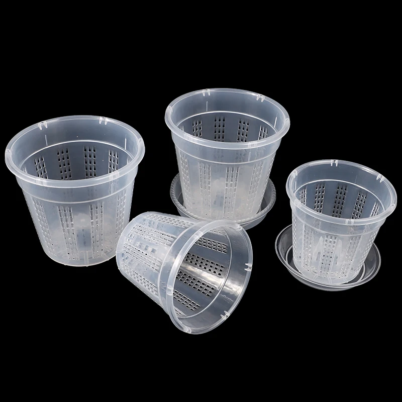 รูปสินค้า 1 PC ครัวเรือน Garden Planter ระบายน้ําหม้อหลุมโปร่งใส Orchid ตะกร้าพลาสติก Breathable ดอกไม้หม้ออุปกรณ์เสริม
