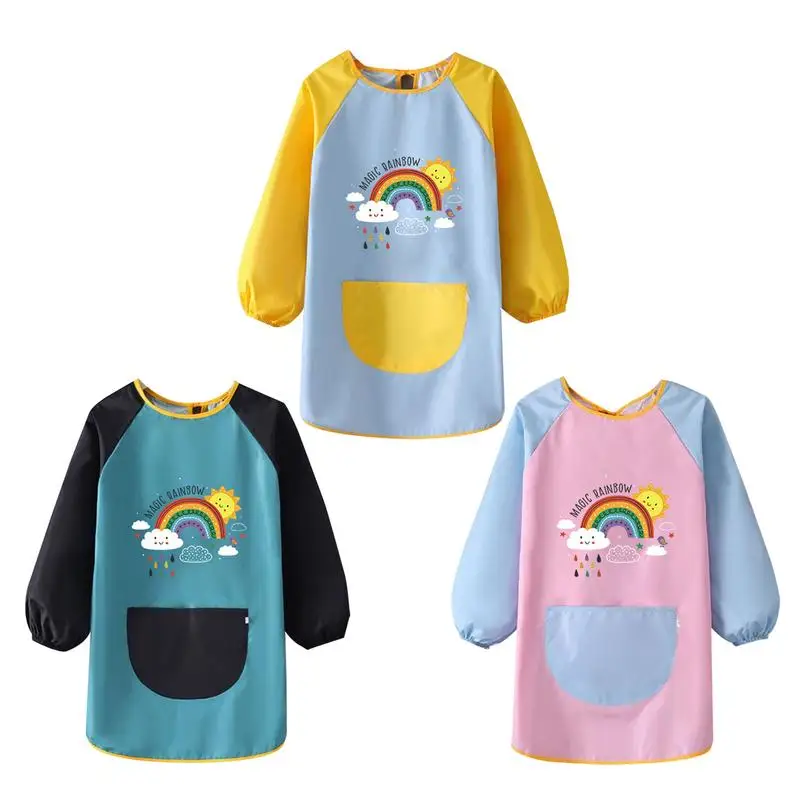 

Детские водонепроницаемые фартуки для творчества, фартуки для творчества, рисования, рисования с длинным рукавом, детские подарки на день рождения