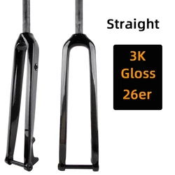 Carbon Fiber MTB Rigid Fork with Thru Axle 15mm*100mm (Straight Gloss 26)