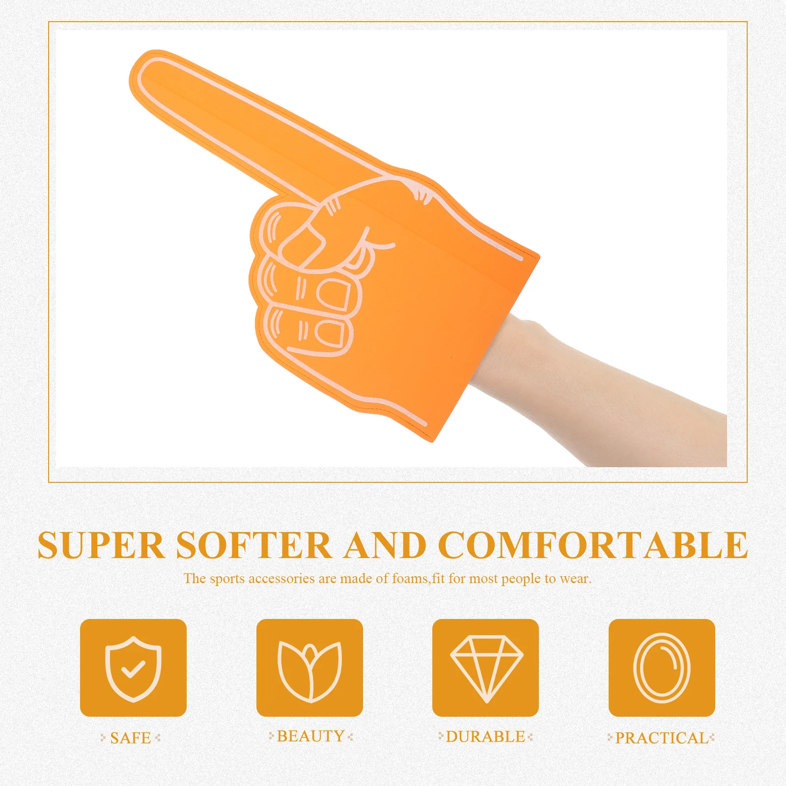 3 Pcs Foam Finger Cots Cheerleading Props Cheering Fingers Orange Pompom Competition Hand Sports Accessories