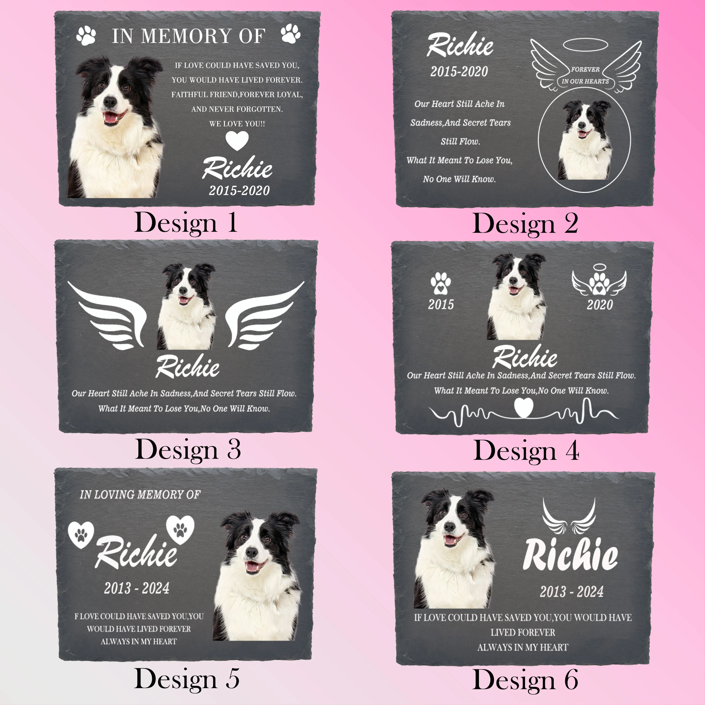 Personalized Handcrafted Rectangular Natural Slate Pet Memorial Plaque Engraved Keepsake For A Beloved Pet Durable