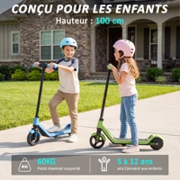 Trottinette électrique T1 pour enfants de 6 à 12 ans, moteur 150W, lumières colorées, hauteur et vitesse réglables, écran LED 2
