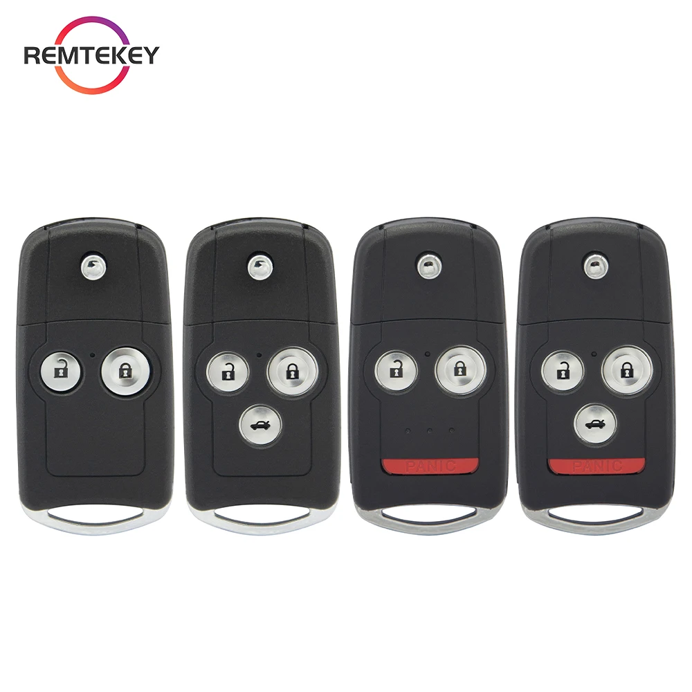 REMTEKEY Flip Car Remote Key Shell Fob 2/3/4 Buttons for Honda Acura Civic Accord Jazz CRV HRV Key Case Housing MLBHLIK-1T