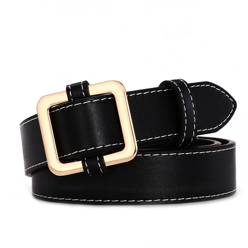 New Fashion Women Belts Design Square Buckle Ladies Belts For Jeans Modeling Gold Without Buckles Leather Belt Cinturon Mujer