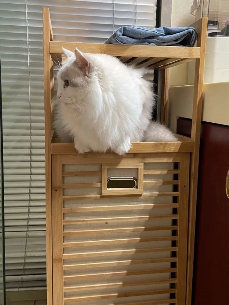 Bamboo 2-Tier Storage Rack Laundry Bsket Dirty Clothes Basket For Living Room Bedroom