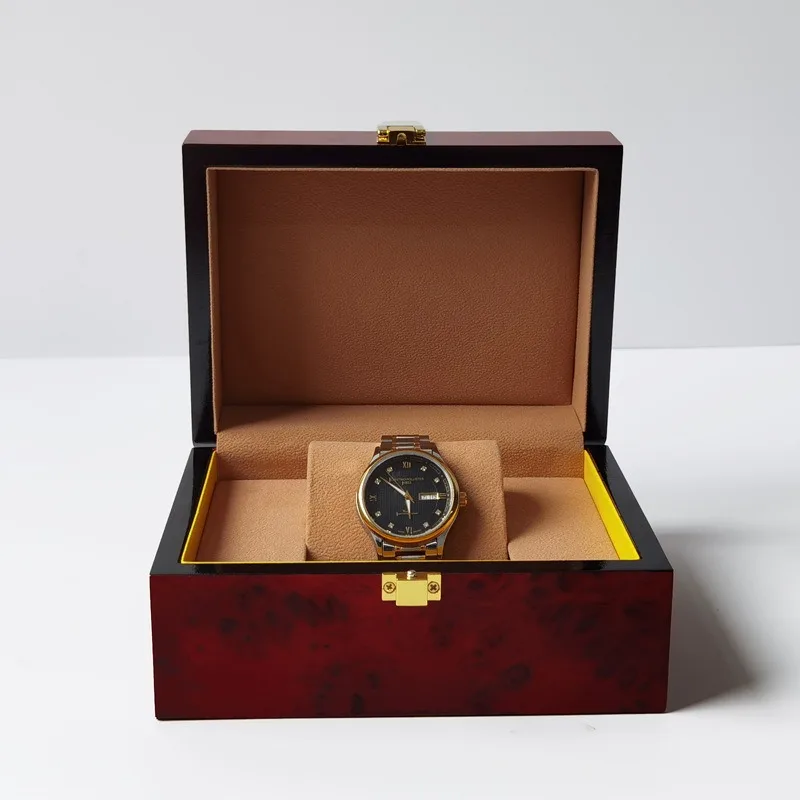 Luxury Watch Box Storage Case Wooden with Lock Portable Saves Watch Organizer Shockproof Travel Case Safe Box Gift Packing